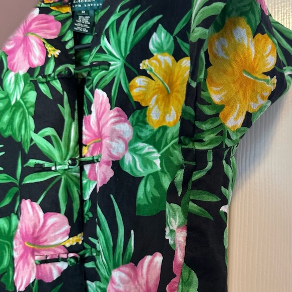 Lauren Ralph Lauren 2000s Hibiscus Button Closure Shirt Size M 100% Linen - Picture 4 of 7